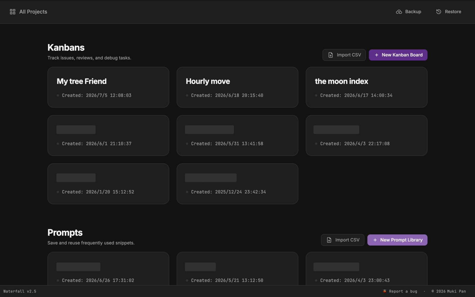 Waterfall kanban board